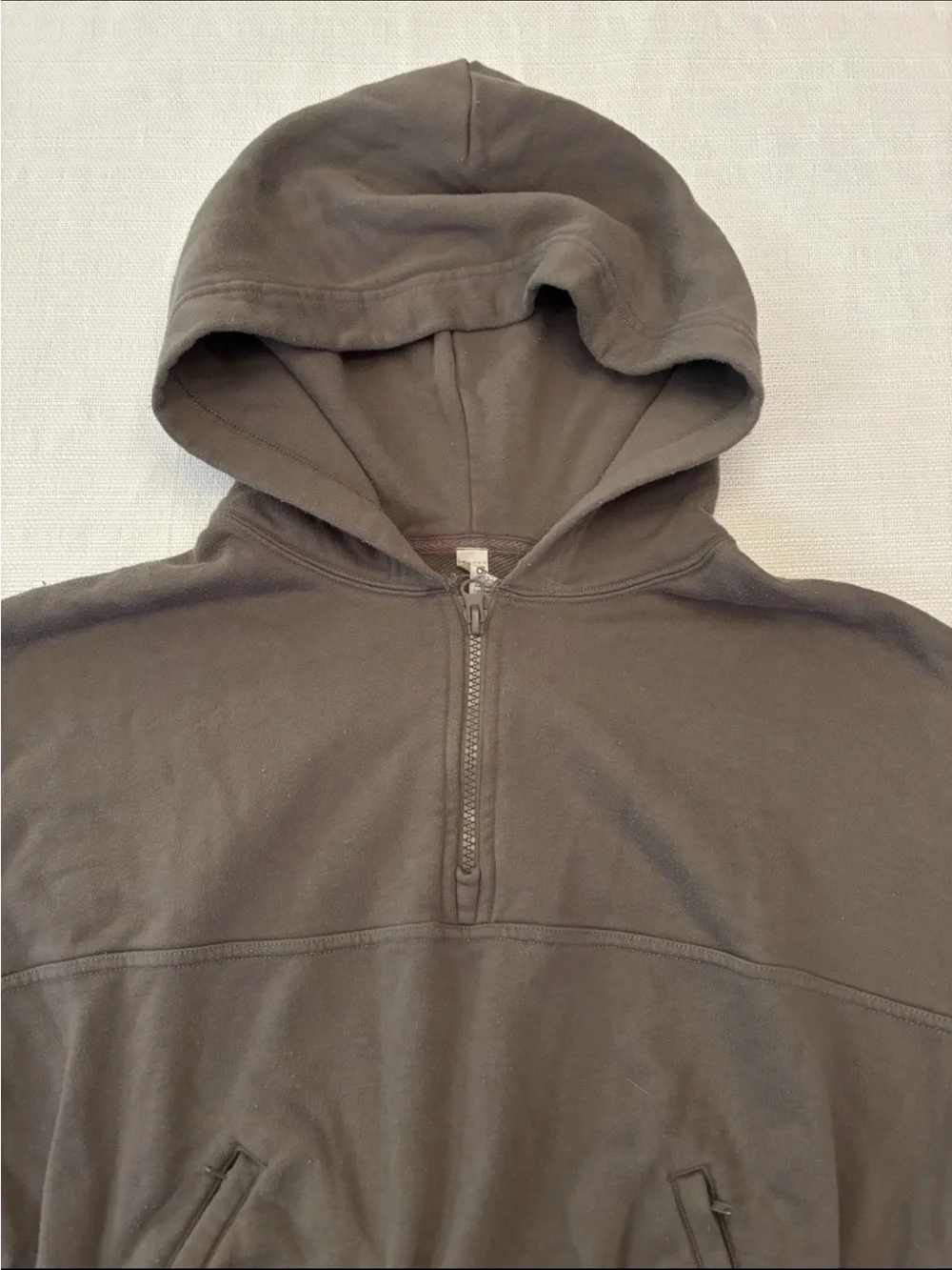 Alo Yoga Womens XS Refresh Stadium Half Zip Hoodie Brown Cropped French Terry